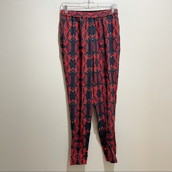 ALICE + OLIVIA Women’s Black Red ROMANTIC BUTTERFLY Print Elastic Waist Pants XS - Picture 2 of 10